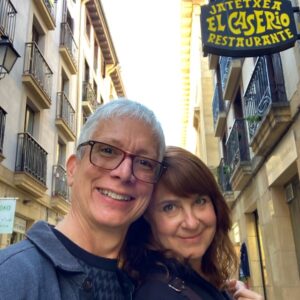 Robonzo & Sami selfie in Old Town San Sebastian, Spain.
